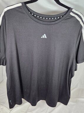 Adidas Women's Black 3-Stripe Short Sleeve Training Tee - Size 1X